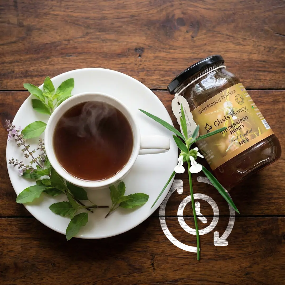 thumbai poo honey for daily health and wellness mixing honey with herbal teas