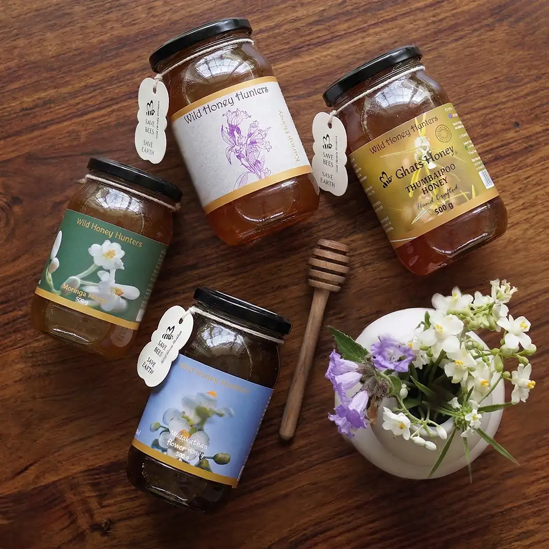 seasonal forest honey varieties sourced from eastern and western ghats of india